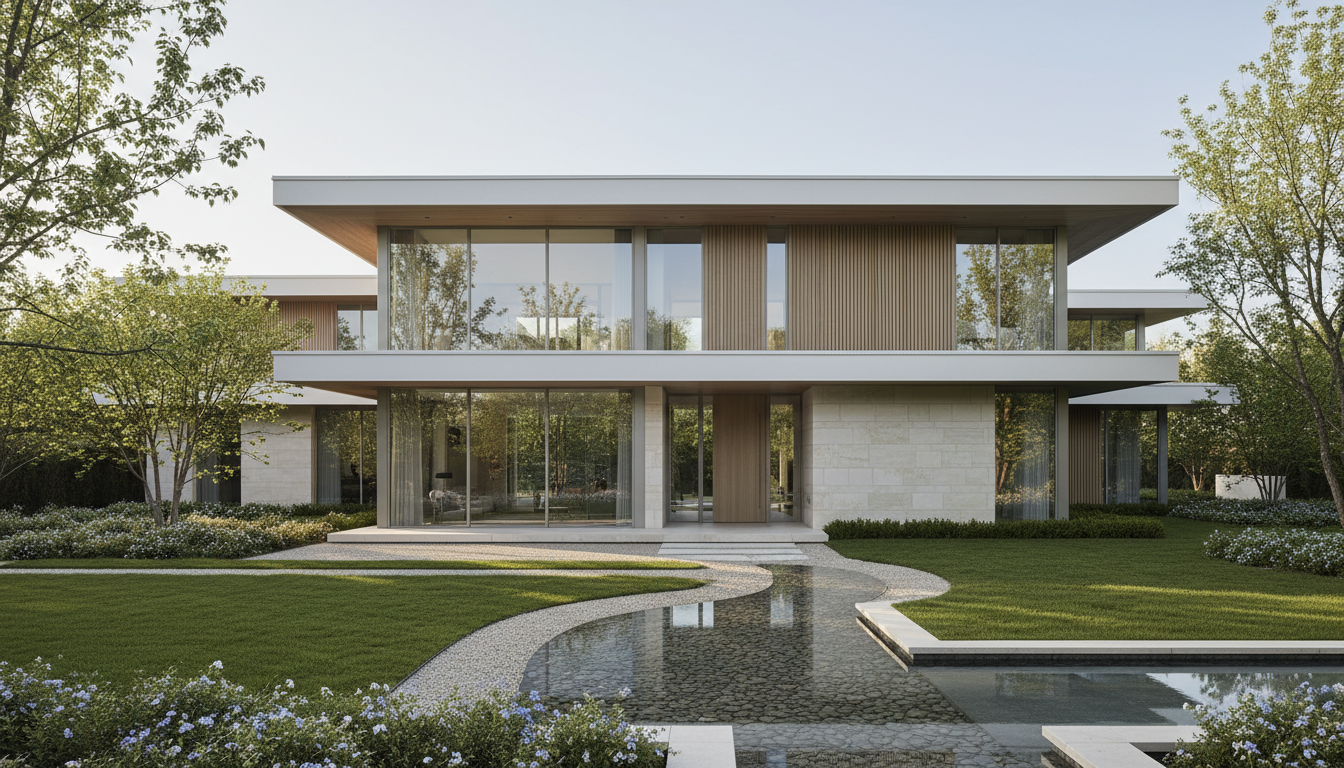 Moderna fasada in urejena okolica hiše